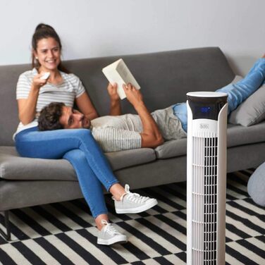 Турмовентилятор Black+Decker BXEFT49E, 45 Вт, пластик, з пультом, 102 см, білий