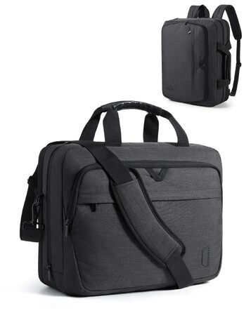 Сумка для ноутбука Bagsmart 17.3 дюймів, розширювана ділова сумка-месенджер для чоловіків та жінок, чохол для ноутбука з замком для офісу та подорожей (Чорний)