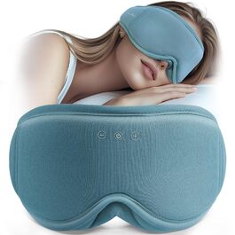 Маска для сну Musicozy з навушниками | 3D маска для сну з Bluetooth 5.4, з бамбукової бавовни для відпочинку в подорожах (Світло-блакитна)