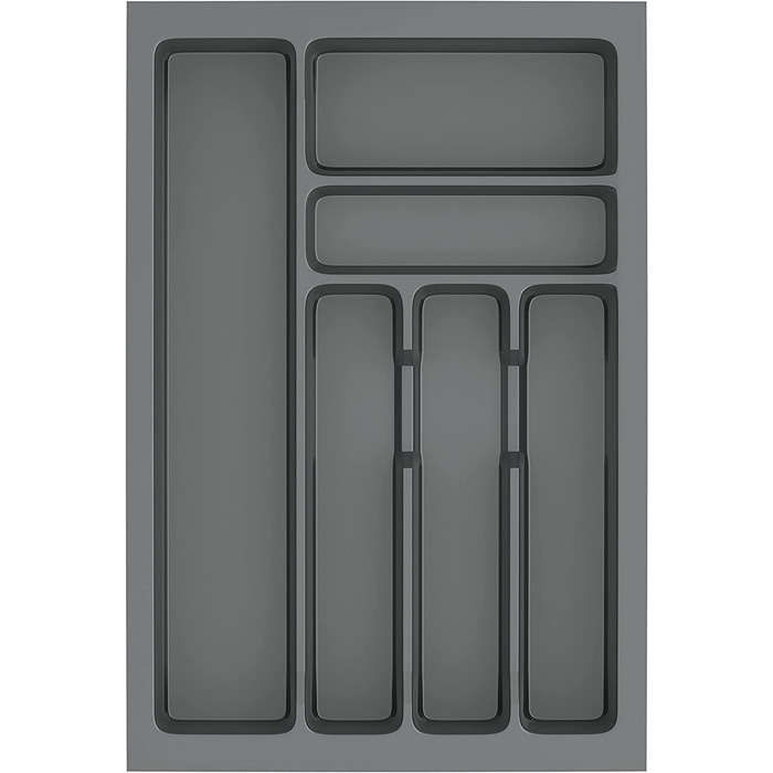 Лоток для столових приборів Sossai Divio, антрацит, 33x49 см, 6 відділень, для шухляд 40 см, підрізний органайзер