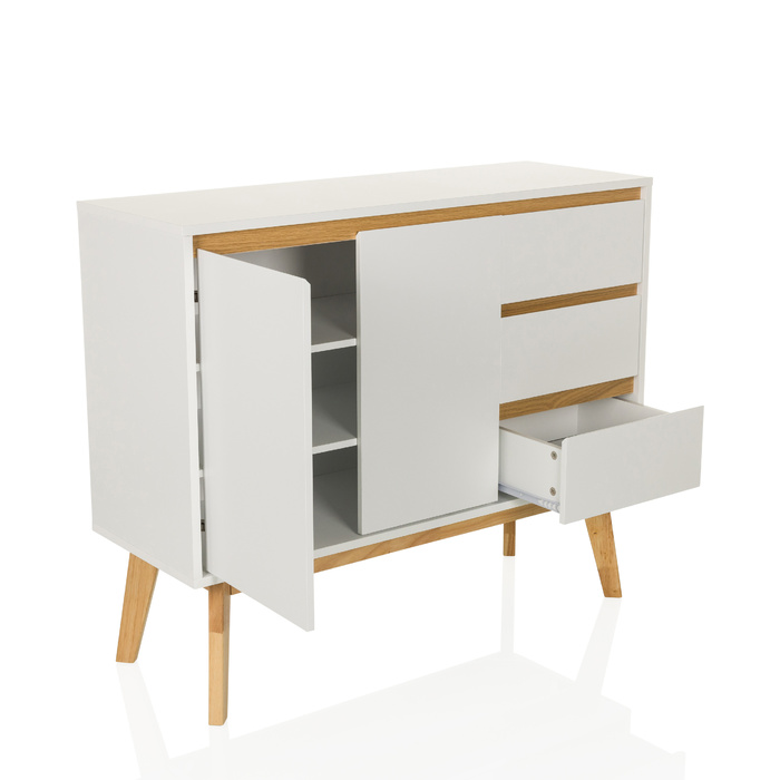 Сервант / комод TAROLO I 97x34x80 см 3 шухляди 2 двері білий hjh LIVING