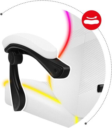 Ігрове крісло Huzaro Force 4.4 RGB біле, ергономічне, LED-підсвітка, екошкіра, регульована висота, підголівник, підтримка до 130 кг