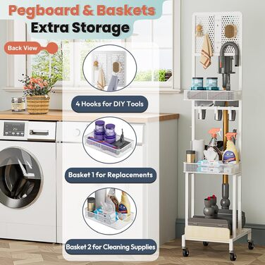 Підставка для пилососа Dyson V15, V12, V11, V10, V8, V7, V6 Gen5 з тримачем для насадок - біла