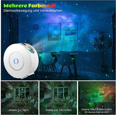 Розумний LED-проектор зоряного неба MILFECH: RGB-лампа 3D Галактика з керуванням через WLAN, Alexa та Google Assistant, таймером та регулюванням яскравості, нічник для дітей та свят