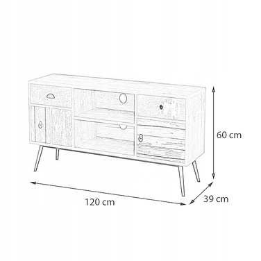 ТВ-тумба Halmar Mezo RTV1, 120 x 60 x 39 см, дуб вотан