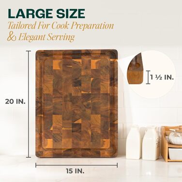 Дошка обробна Yes4All з акації для кухні 43x33x3.5 см, з жолобком для соку, попередньо оброблена олією