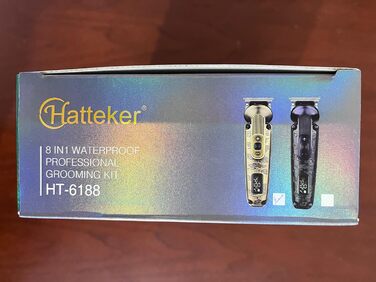 Електричний тример для бороди та волосся Hatteker 8-в-1, водонепроникний, з насадками, регульована швидкість, для чоловіків, бронзовий