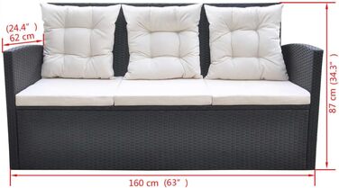 Комплект садових меблів Garten-Lounge 6-TLG з подушками, полиротанг, чорний