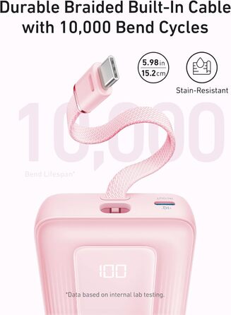 Powerbank Anker Zolo (2025 Upgrade) 20000mAh 30W з USB-C кабелем. Підходить для iPhone, Galaxy та інших пристроїв. Білий