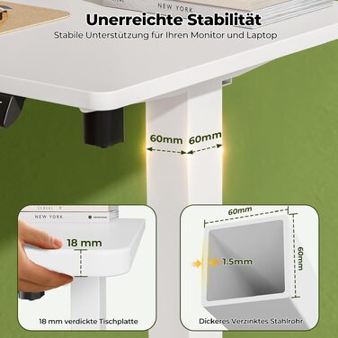 Електричний регульований стіл Gibbon Mounts 88x50 см для дому та офісу, білий