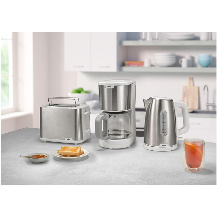 Тостер Braun PurShine HT1510 White – 2 відділення, 8 режимів підсмажування, розморожування, підігрів, висувний піддон для крихт, 900 Вт