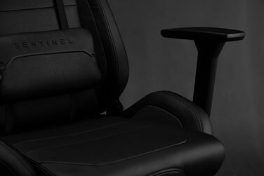 Ігрове крісло SENSE7 Sentinel, ергономічне, PU-шкіра, регульоване ленднева підтримка, гойдалка, чорне, до 150 кг