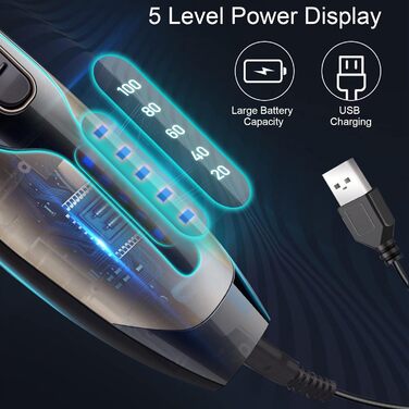 Професійна машинка для стрижки волосся та бороди, акумуляторна, USB-зарядка, LED-дисплей, електричний тример для чоловіків, набір для стрижки вдома та салону, чорна