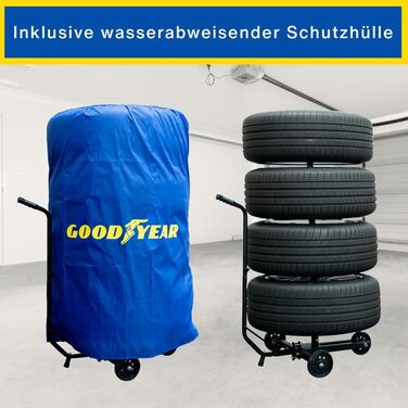 Візок для зберігання коліс Goodyear: 2 рівні, висота регулюється, 120 кг, блакитний