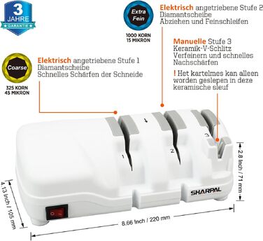 Електричний послідовний заточувач для ножів SHARPAL 198H з діамантовим та керамічним покриттям