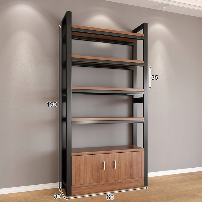 Стелаж Rebiko 60 см x 190 см x 30 см, чорний, відтінки коричневого