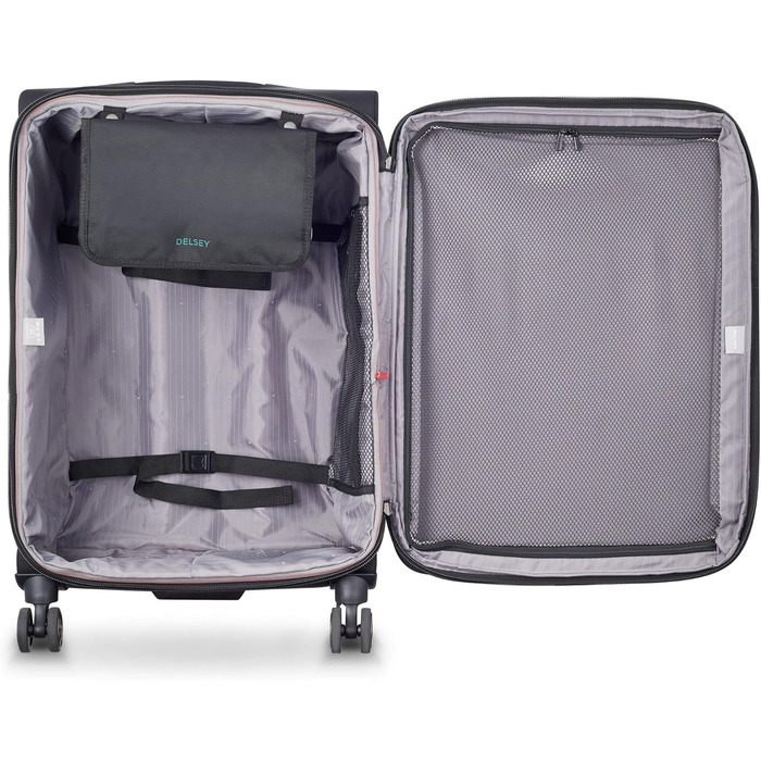 Велика м’яка валіза DELSEY PARIS Helium DLX 84 л, чорна, розсувна, 71×45×33 см