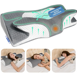 Ортопедична подушка для сну IDEA з піни Memory Foam, ергономічна подушка для шиї та спини, анатомічна подушка від болю в шиї для дорослих, антихрап подушка для бічного, спинного та черевного сну