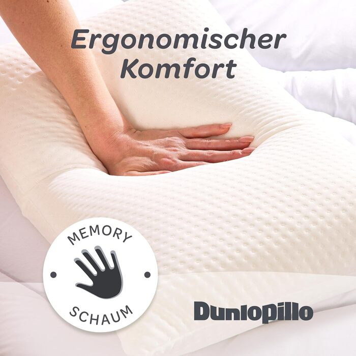 Ортопедична подушка для шиї Dunlopillo з ефектом пам'яті (Memory Foam), ергономічна підтримка при болях у шиї, 55x35x11 см