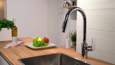 Змішувач кухонний Hansgrohe Focus M41 з висувним гусаком 160 мм, поворотний на 360°