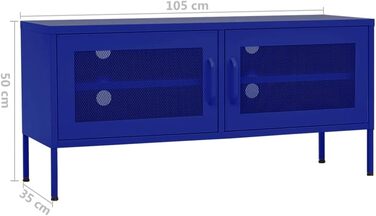 ТВ тумба vidaXL з 2 гратчастими дверцятами, сталева, марин-синя, 105x35x50 см, телевізійна підставка, Hi-Fi шафа