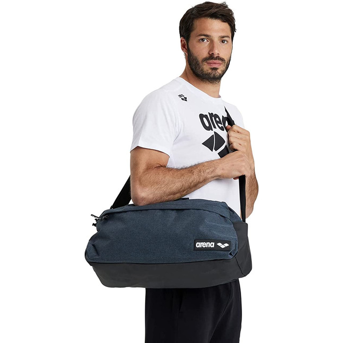 Сумка Arena Team Duffle 25 л для спорту, плавання і подорожей, з відділенням для вологого одягу, знімним плечовим ременем, чорна