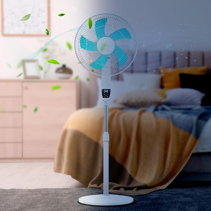 Вентилятор підлоговий Cecotec EnergySilence 610 Max Flow 70 Вт, 40 см, 4 швидкості, таймер 2 год, 90° обертання, регульований кут нахилу, пульт, білий/синій
