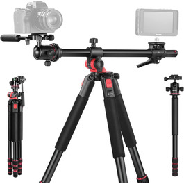 NEEWER 73,6'' горизонтальний штатив з кульовою головкою, алюмінієва багатофункціональна центральна колонка, 360° обертання, 180° нахил для макрозйомки та зйомки зверху, вантажопідйомність 10 кг, TP27