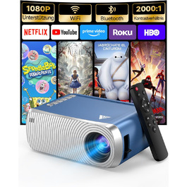 Mini Beamer Bluetooth WiFi: Портативний проєктор 1080P для телефону iPhone/Android, домашній/зовнішній, сумісний з USB/HDMI/Fire Stick/PS5