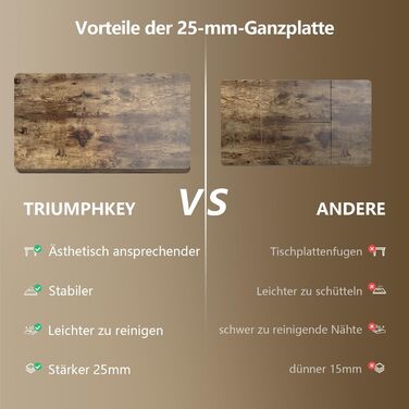 Електричний регульований стіл Triumphkey 200x80 см, стоячий стіл з двома двигунами, сенсорний екран, USB-A, кабель-менеджмент, коричневий