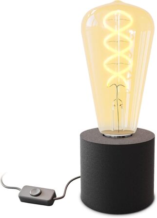 Настільна лампа SSC-LUXon NAMBI чорна, вінтажна, з LED-лампою E27, тепле світло, з кабелем і вимикачем