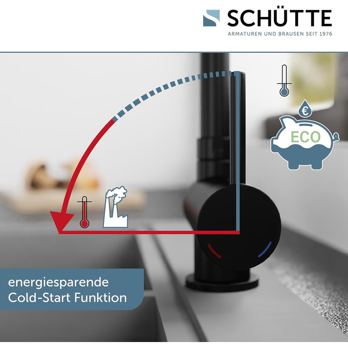 Змішувач кухонний SCHÜTTE 24550 WINDOW для мийки під вікно, поворотний на 360°, одноричажний, чорний хром