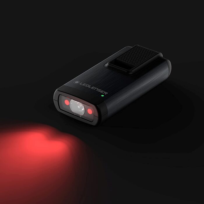Ліхтарик-брелок Ledlenser K6R, 400 люмен, акумуляторний, USB-A, з червоним світлом, сірий