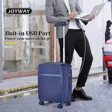 Набір валіз Joyway 4 шт. з жорстким корпусом та TSA-замком, розширюваний, синій колір