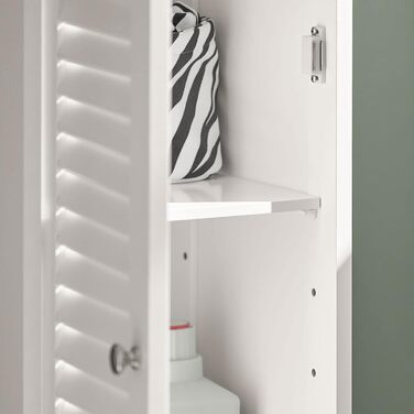 SoBuy FRG236-W Високий шафа для ванної кімнати, білий, 32x170x30 см, з відкритою полицею, шухлядою та дверцятами