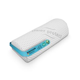 Подушка для шиї Bestlivings з піни Memory Foam (30x35x9 см) з антимікробним чохлом Silver Protect, Öko-Tex, напівциліндр 42x20 см