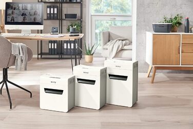 Leitz IQ 10X Premium Protect: Шредер для документів, партіковий зріз, 11-10 аркушів, тихий, компактний, сертифікований, 18л контейнер, для офісу та дому, білий