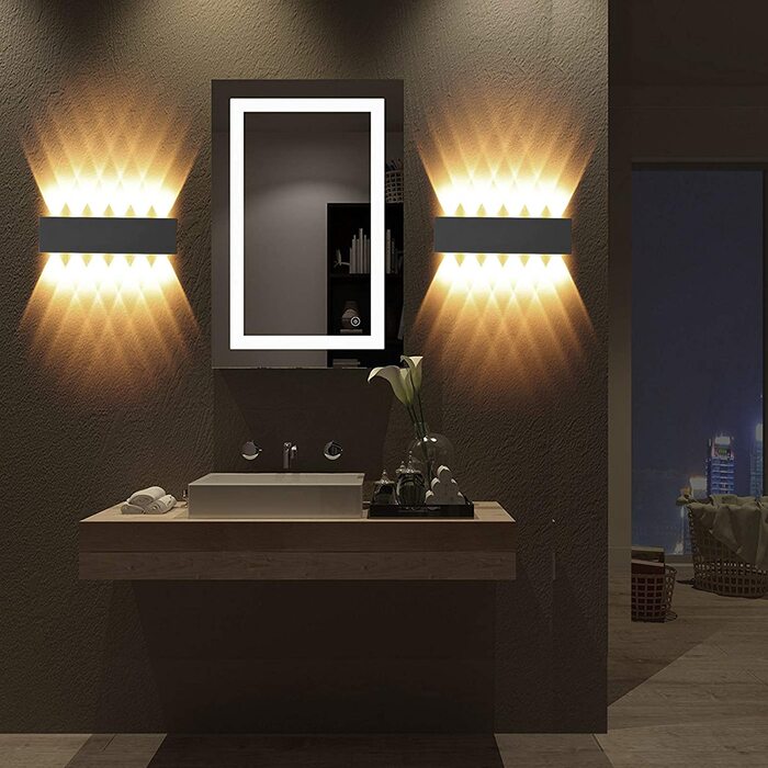 Світильник настінний LED BELLALICHT 12W, алюміній, IP54, тепле світло, чорний, для вітальні, спальні, коридору, сходів
