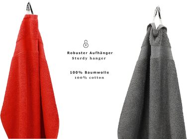Набір рушників Betz Premium з махри, 10 шт. – 2 банних, 4 для рук, 2 гостьових, 2 для обличчя, 2 рукавиці, червоний і антрацит