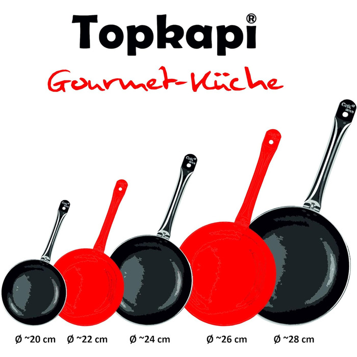 Професійний набір сковорідок Topkapi Gourmet Duo 22см і 26см, антипригарні, для індукції, алюмінієві, потрійне покриття, ручка з нержавіючої сталі