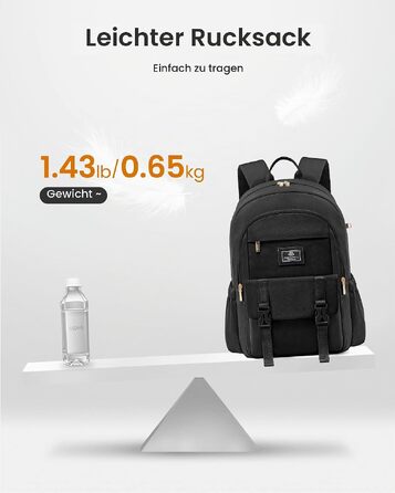 Жіночий рюкзак LOVEVOOK для ноутбука 15.6 дюймів, шкільний рюкзак для дівчат та підлітків (чорний)