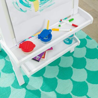 KidKraft Розкішна мольберт з дерева для дітей, двостороння дитяча дошка та Whiteboard, крейдяна дошка з рулоном паперу та 3 кольоровими стаканчиками, іграшка для дітей від 3 років, 62040