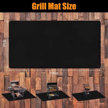 Килимок для гриля THMINS Extra Large (254x130 см) – Вогнетривкий захист для тераси та патіо, водонепроникний, оливостійкий
