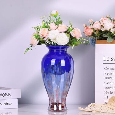 Ваза для квітів Murano Glas Mevsvase, блакитна, 30 см - декор на стіл, весілля, інтер'єр