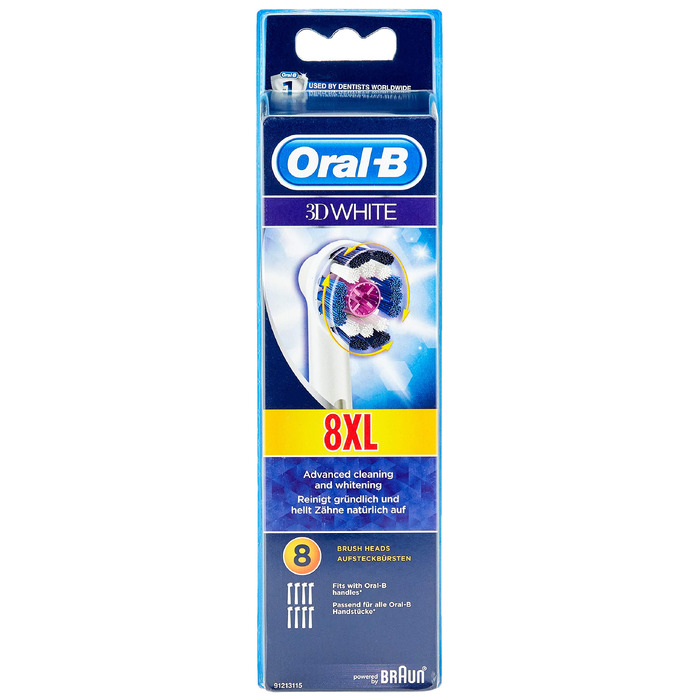 Смінні насадки для електричної зубної щітки Oral-B 3D, білі, 8 шт.