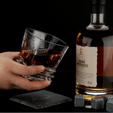 Подарунковий набір для віскі: склянка та охолоджуючі гранітні камені, подарункова коробка, ідеальний подарунок для чоловіків, тата, чоловіка, день народження, вечірка, 1 велика склянка та 4 гранітних камені