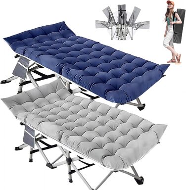 Складане кемпінгове ліжко Newfulam XXL/XL до 400 кг з матрацом, бічною кишенею та сумкою для перенесення — розкладне гостьове ліжко для кемпінгу, дому, офісу, саду та відпочинку