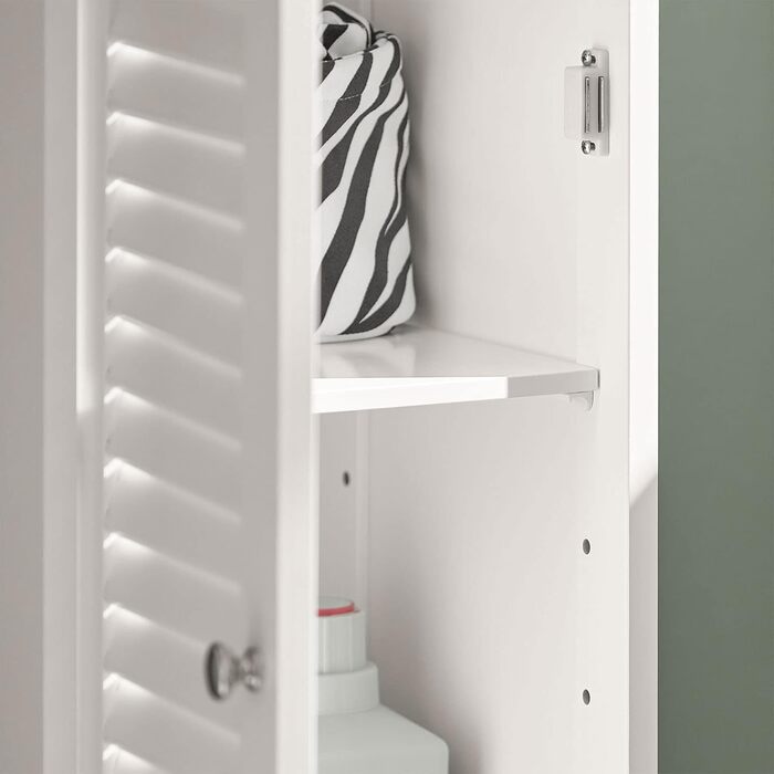 SoBuy FRG236-W Високий шафа для ванної кімнати, білий, 32x170x30 см, з відкритою полицею, шухлядою та дверцятами