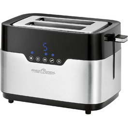 Тостер ProfiCook PC-TA 1170 з сенсорним управлінням, 2 скибки, підігрів булочок, 7 ступенів підсмажування, нержавіюча сталь, чорний