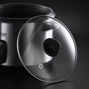 Рисівварка Russell Hobbs 1.8л з функцією пароварки, нержавіюча сталь, скляна кришка, антипригарне покриття, ложка та мірний стакан